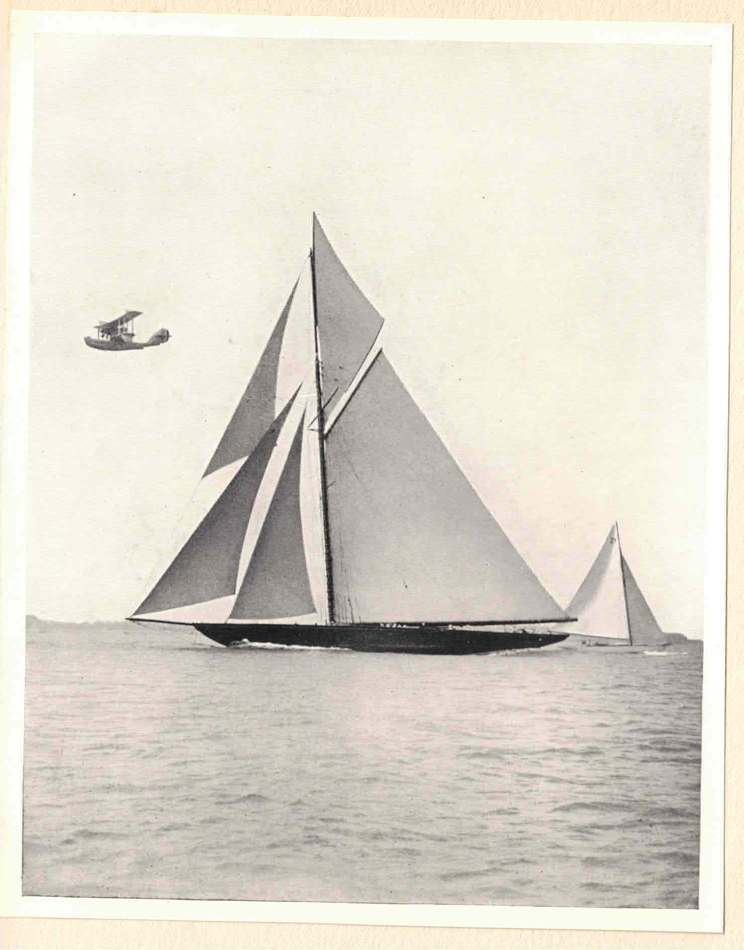 Britannia close-hauled in 1927.... Check out the plane!